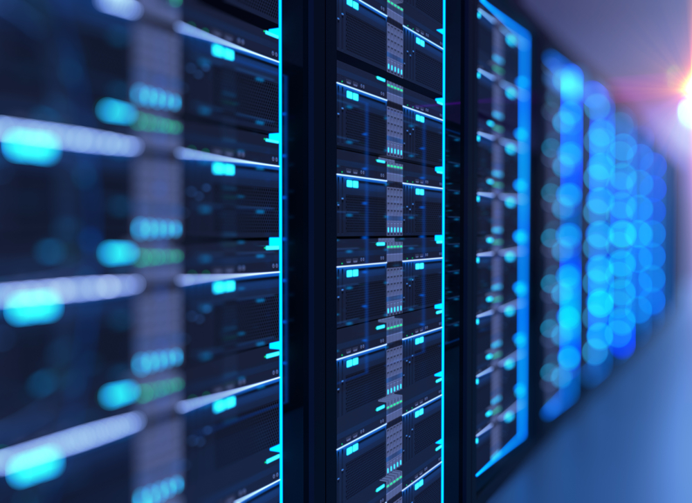 3D illustration of server room in data center full of telecommunication equipment(whiteMocca)s