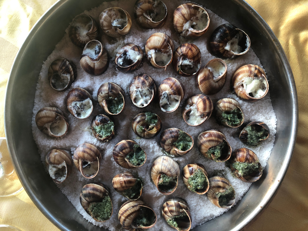 Caracóis da Borgonha em um prato com sal (Rita Piermiakova) s