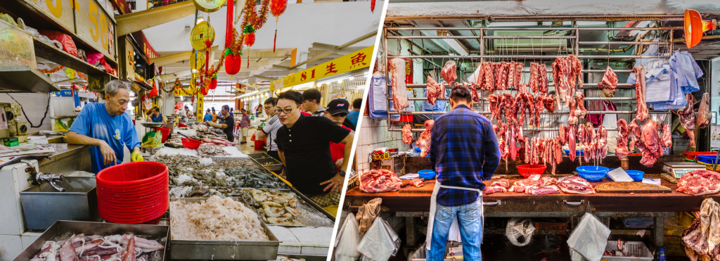 Examples of products sold in wet markets in South Asia
