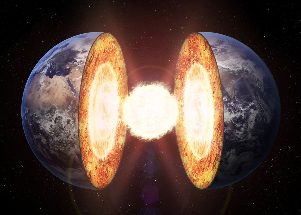 Estrutura do núcleo da Terra.  Elementos desta imagem 3D fornecida pela NASA (Vadim Sadovski) s (2)