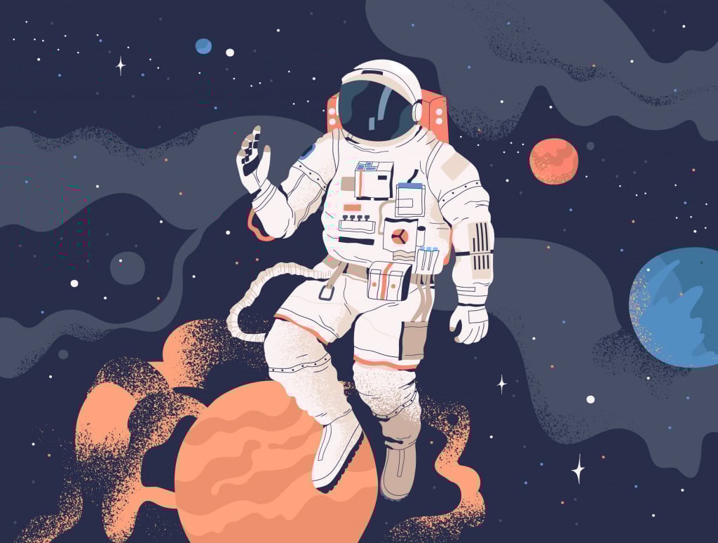 Astronauta em traje espacial em espaço aberto (GoodStudio) s
