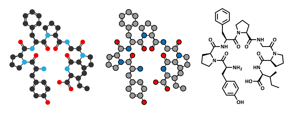 Molécula de peptídeo 7 beta-casomorfina (StudioMolekuul) s
