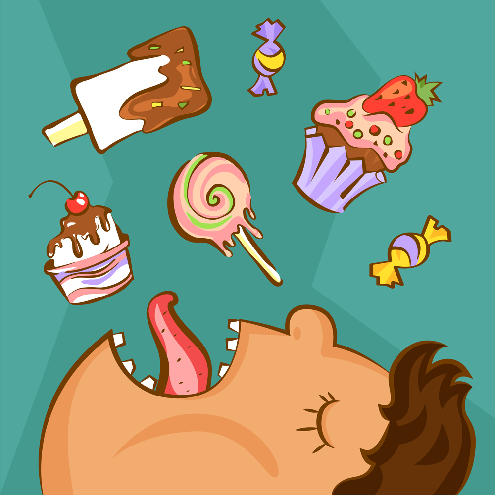 Sweet addiction concept. Unhealthy nutrition conception(INAMEL)s