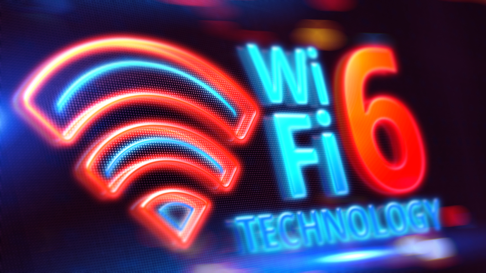 Wifi,6,On,Led,Display.,3d,Illustration.