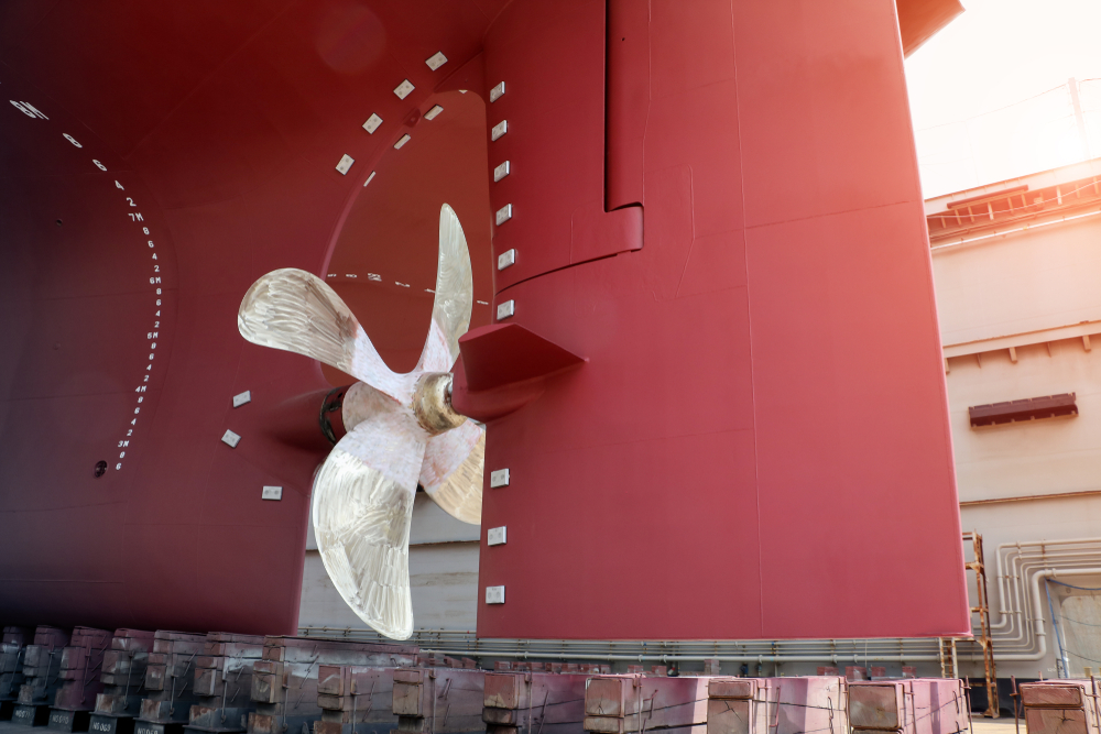 Close,Up,Big,Propeller,And,Rudder,At,Stern,Of,Big