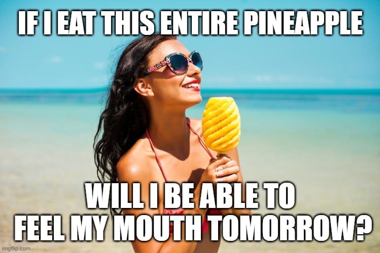 IF I EAT THIS ENTIRE PINEAPPLE meme