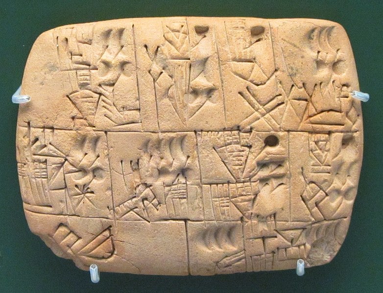Early writing tablet recording the allocation of beer