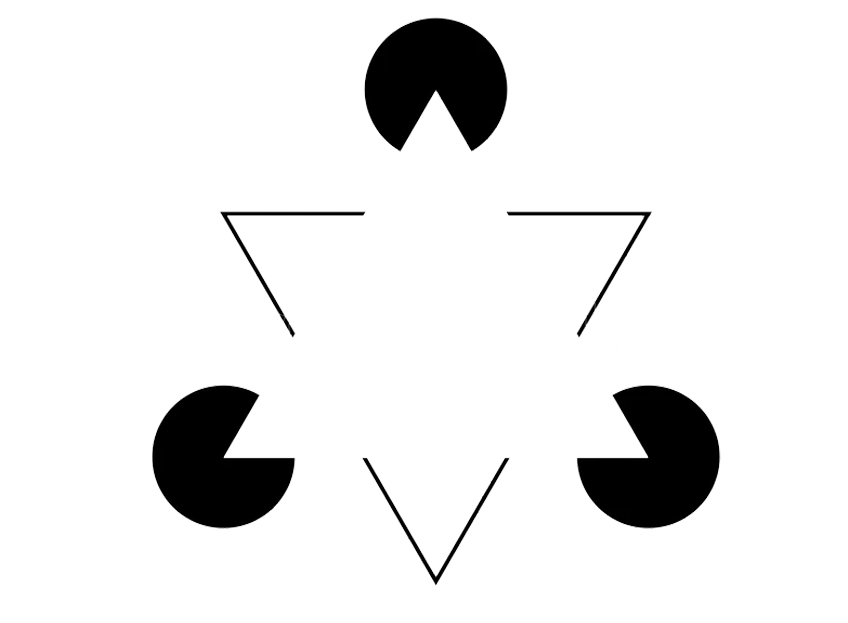Ilustração de ilusão do triângulo Kanizsa