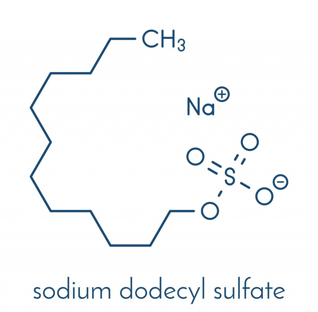 Sodium dodecyl sulfate (SDS, sodium lauryl sulfate) surfactant molecule