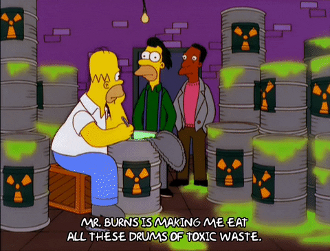 Senhor Burns comendo giphy de resíduos radioativos