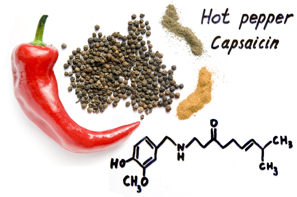Capsaicin,,The,Chemical,Formula,,Red,And,Black,Hot,Pepper