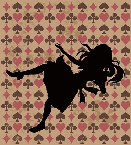 Alice,Silhouette,On,Wonderland,Play,Card,Background