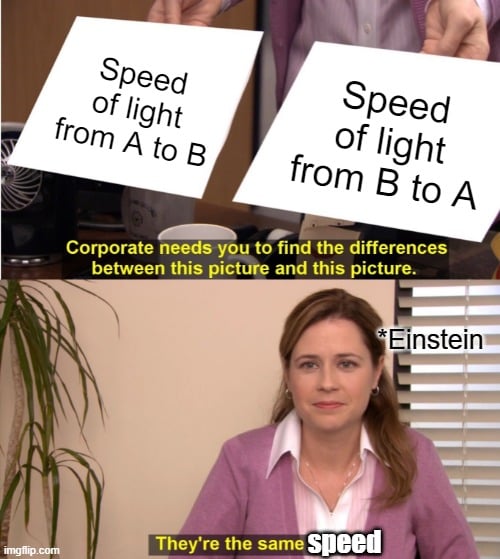 Speed of light from A to B meme
