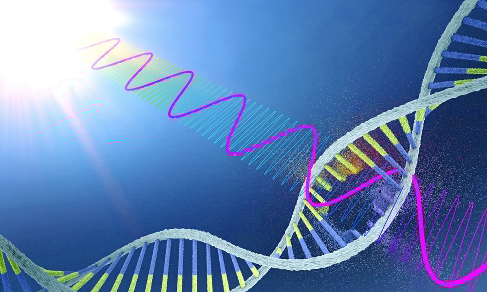 Radiation,Damages,Ribonucleic,Acid,Or,Dna,Strand,-,3d,Illustration