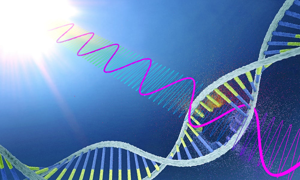 Radiation,Damages,Ribonucleic,Acid,Or,Dna,Strand,-,3d,Illustration