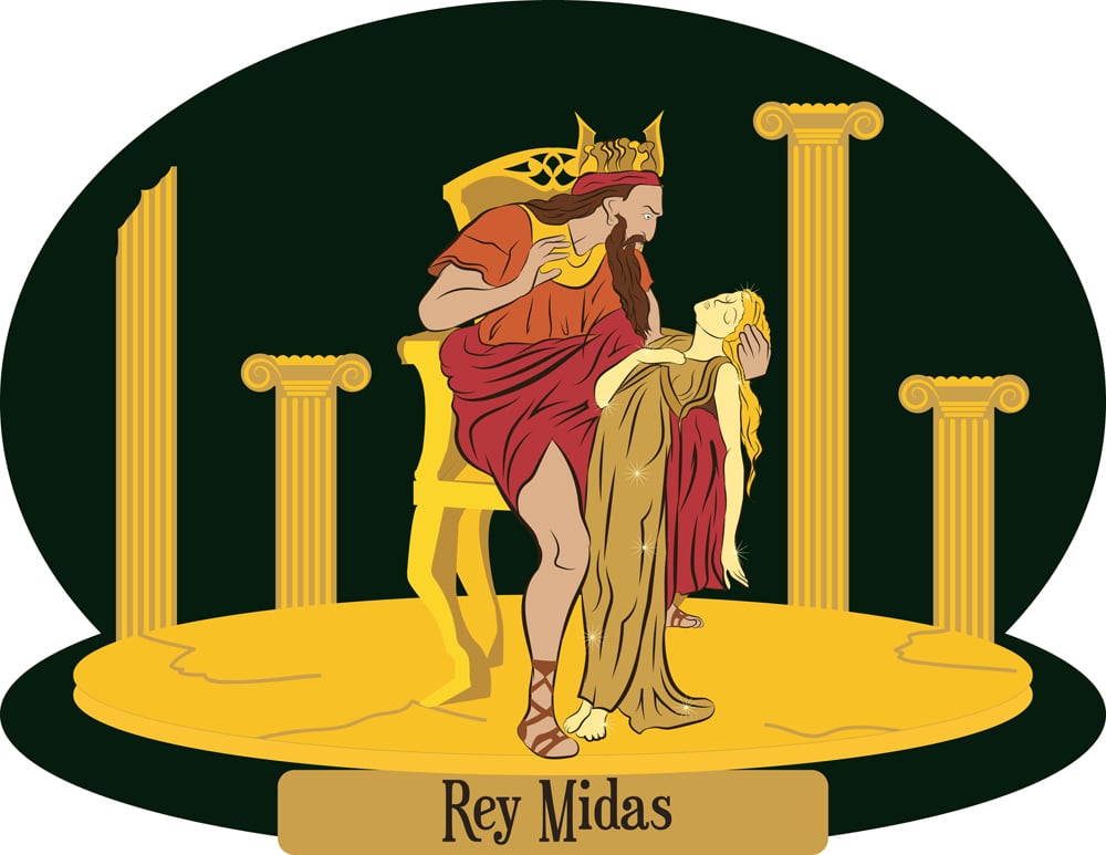 Illustration vector isolated of Greek Myths, Midas King