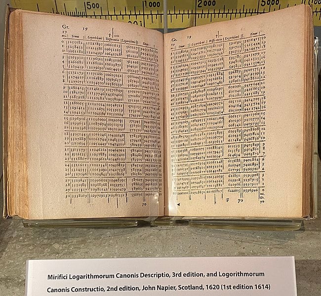 Napier's Mirici Logarithmorum table for 19 deg