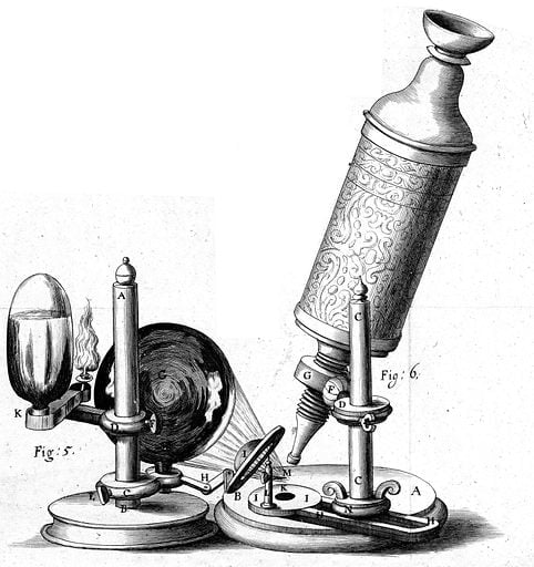 Robert Hooke, Micrographia, detail: microscope. Microscopes. Work ID: e2bynyv4.