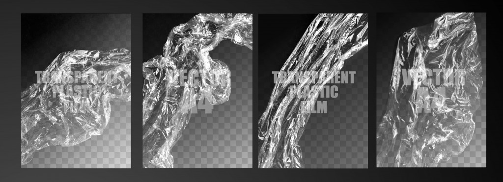 vector illustration. texture transparent stretched film polyethylene. vector design element graphic rumpled plastic warp