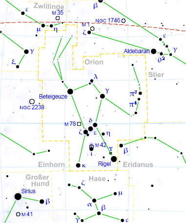 Orion-Sternkarte