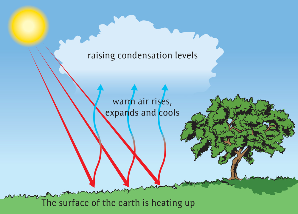 Vector illustration shows the cloud formation process.