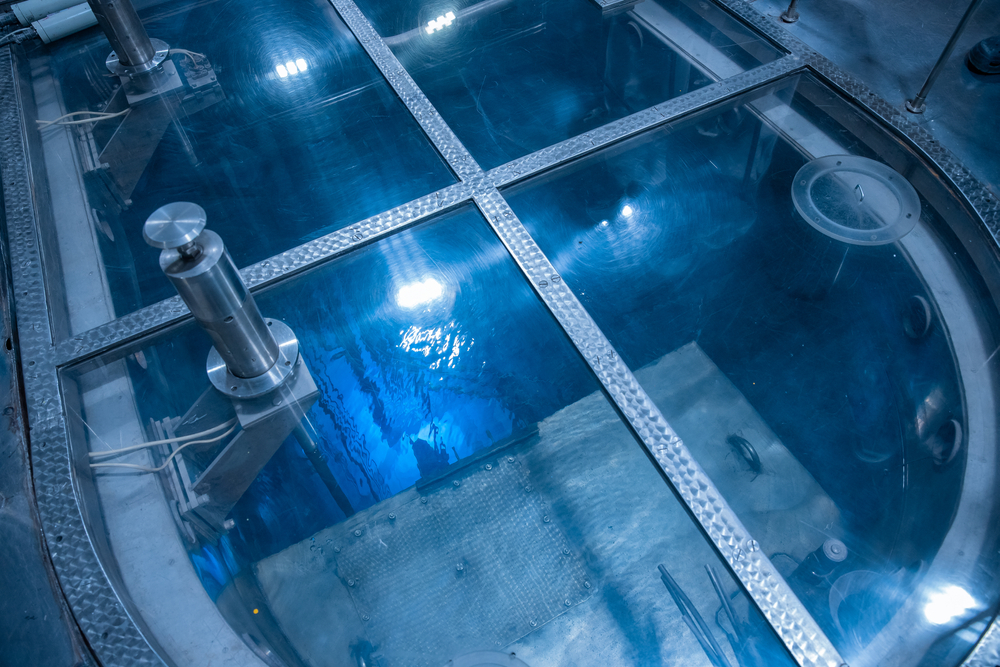 Blue,Glow,Water,Of,Nuclear,Reactor,Core,Powered,,Caused,By