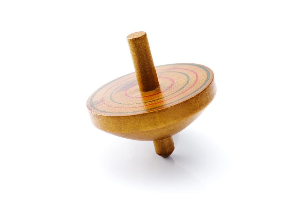 Old,Wooden,Spinning,Top,Of,Classic,Toy