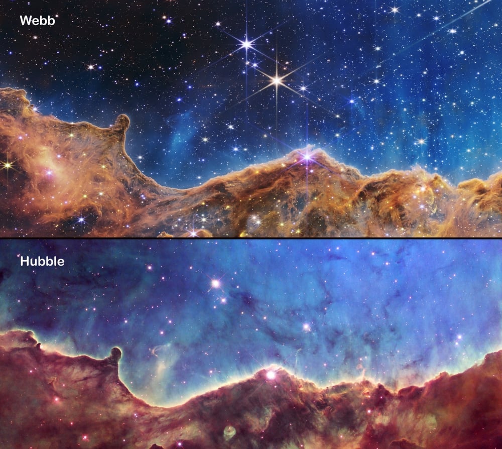 Los-telescopios-de-Webb-y-Hubble-comparan-los-beneficios-visuales-lado-a-lado..jpg- Why Does The James Webb Space Telescope (JWST) View Space In Infrared Light? » Science ABC