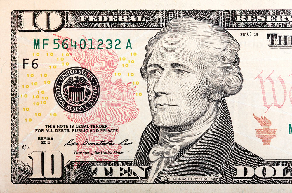 Ten,Dollars,Bill,Fragment,Of,U.s.,Money,In,Macro.