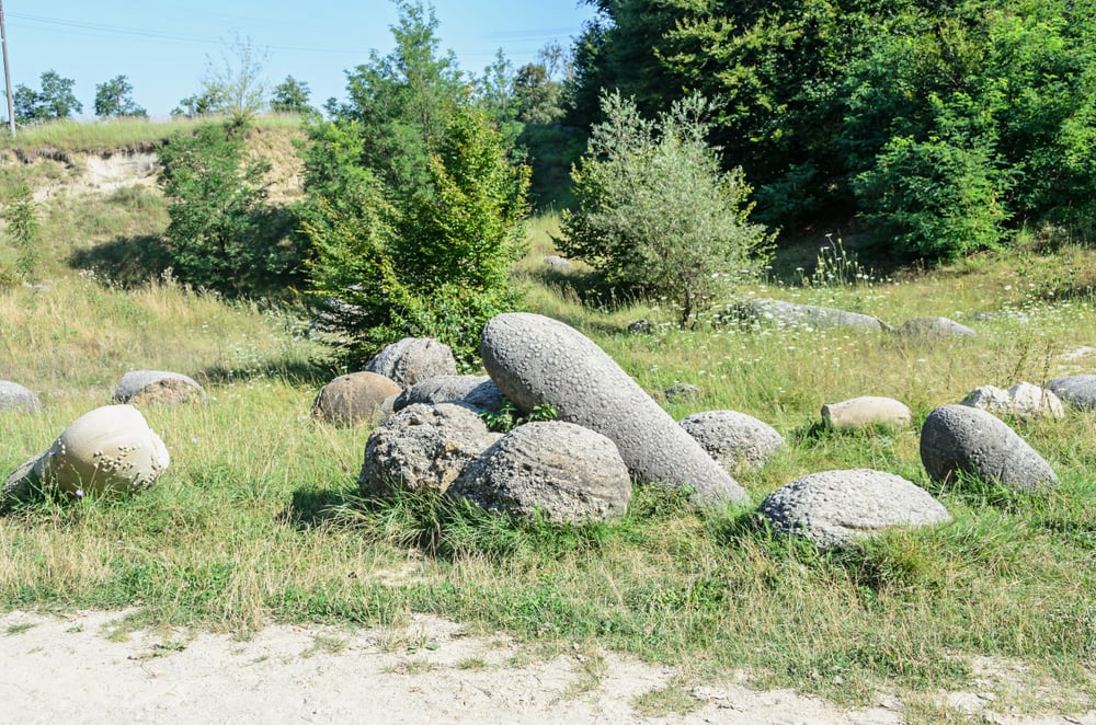 Concretions,Growing,Up,,Old,Trovant,Natural,Formed,,Cement,Sand,,Romania