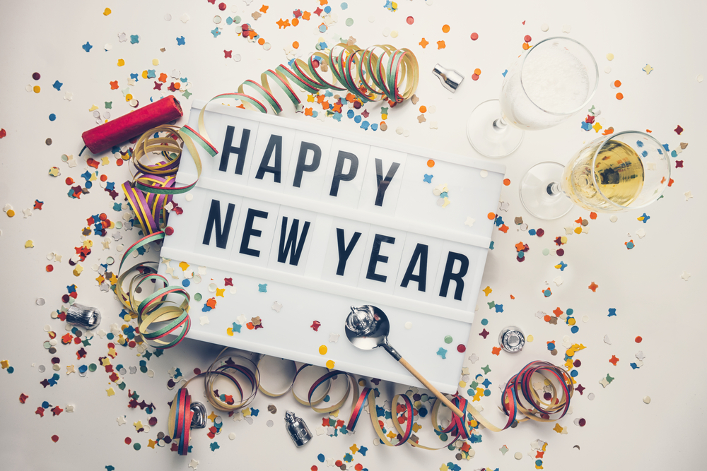 Happy,New,Year,Displayed,On,A,Vintage,Lightbox,With,Decoration