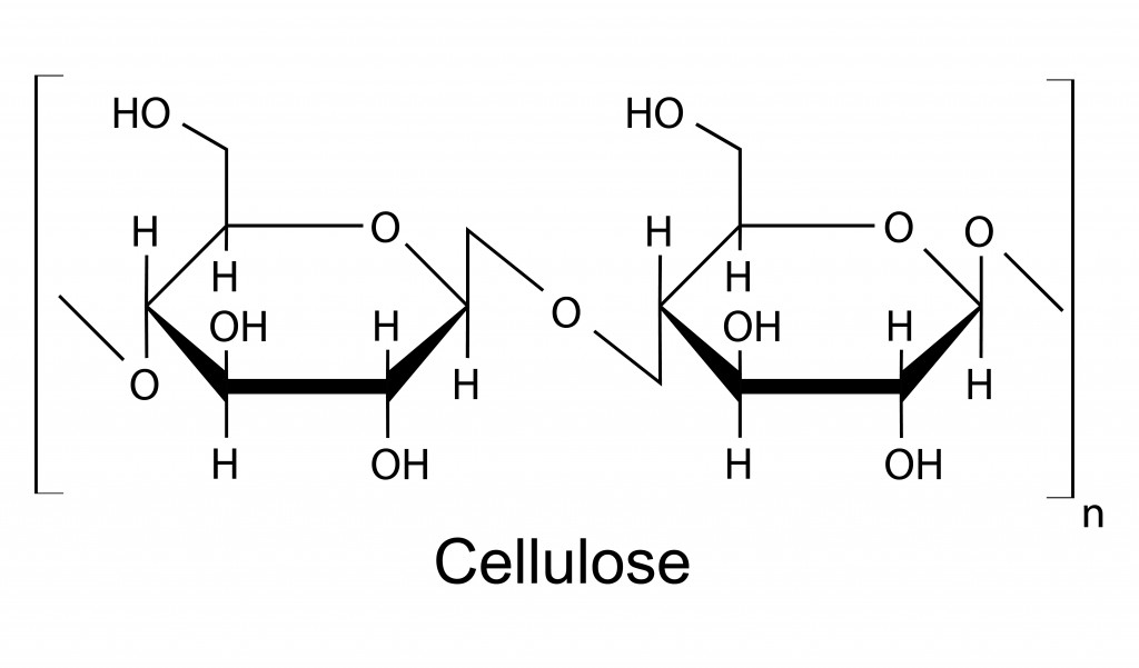The structural chemical formula of the cellulose polymer