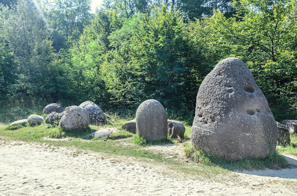 Concretions,Growing,Up,,Old,Trovant,Natural,Formed,,Cement,Sand,,Romania