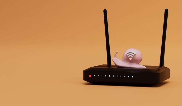 Slow,Wifi,Internet.,Weak,Modem,For,Signal,Distribution.,Black,Router