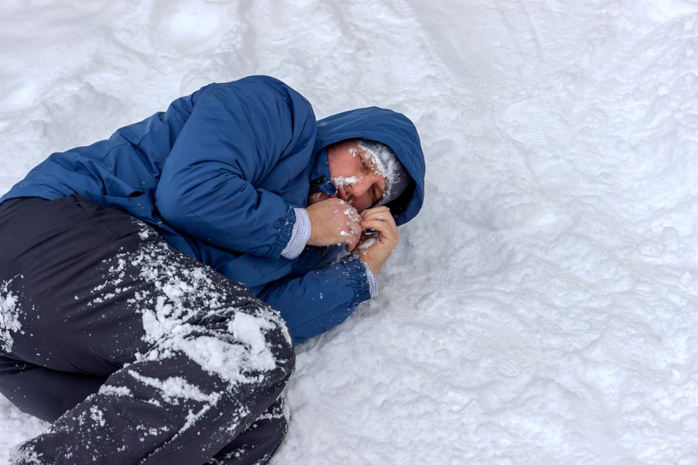 Frozen,Man,In,A,Blue,Jacket,And,Hat,Lying,Down