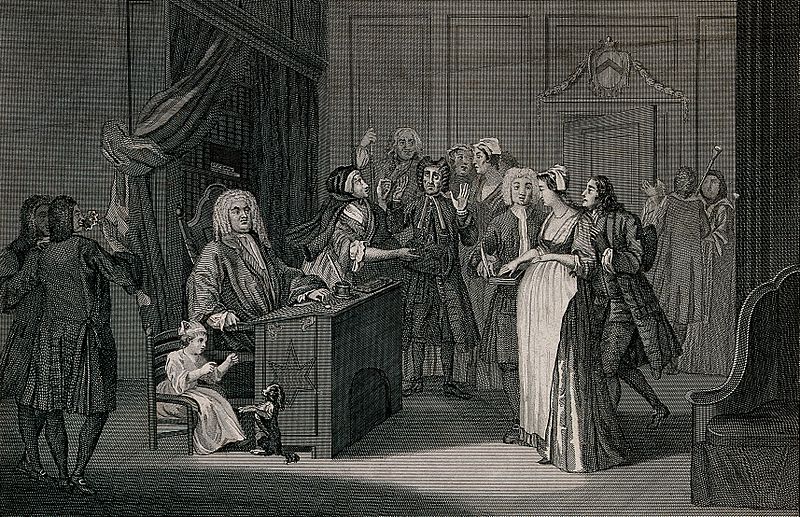 courtroom scene with a judge