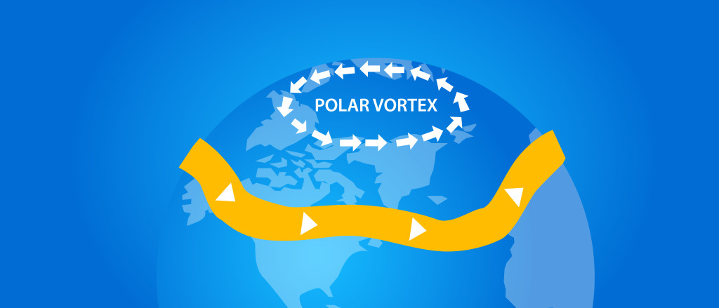 polar vortex illustration globe wind direction
