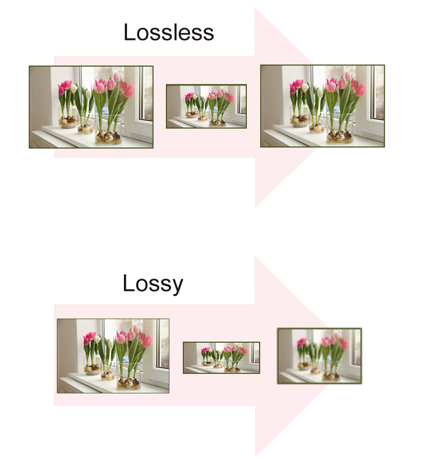 A simple visual representation of lossy and lossless compression